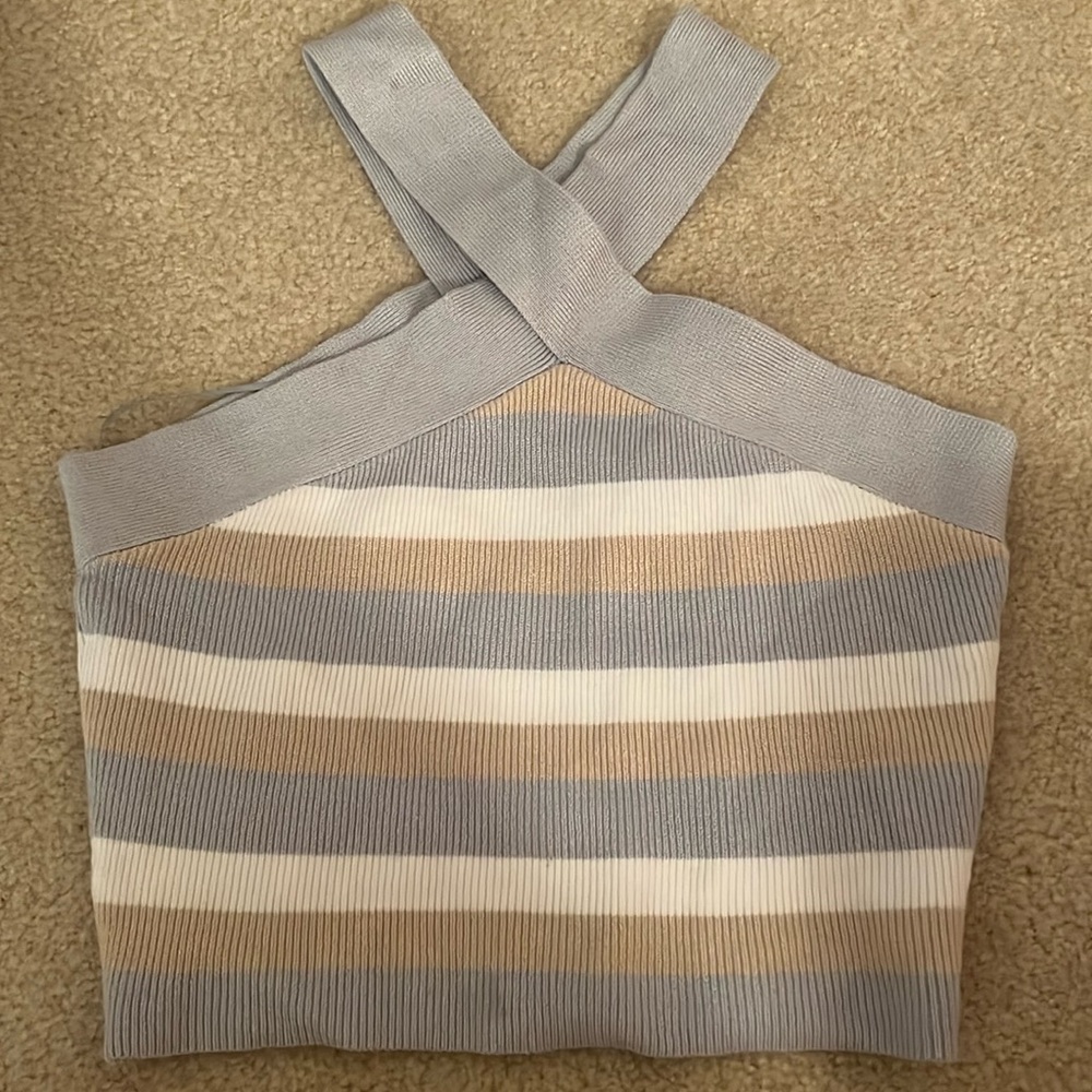 Striped high neck top